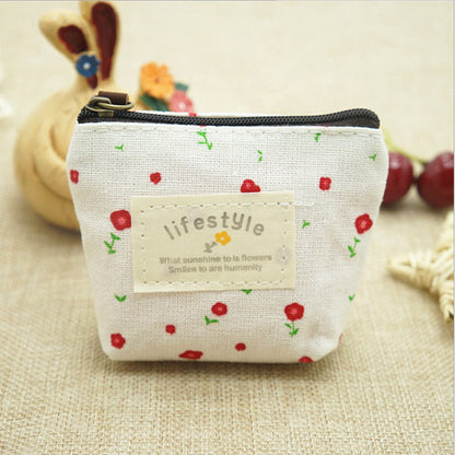 Small Japanese Style Floral Cloth Cute Coin Purse Zipper Pouch