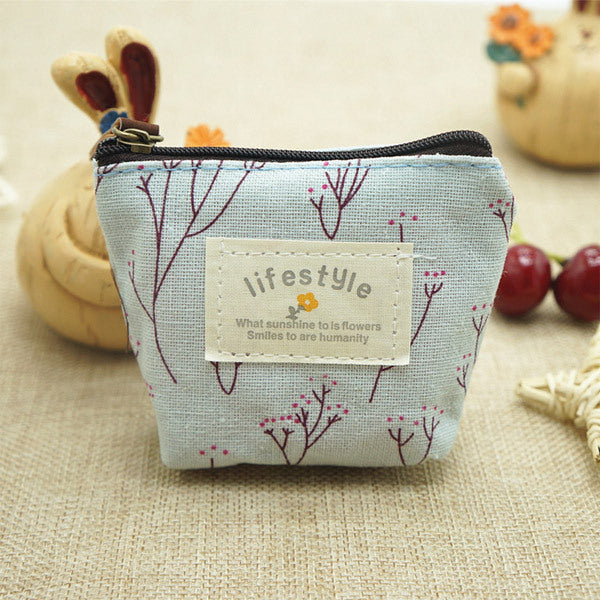 Small Japanese Style Floral Cloth Cute Coin Purse Zipper Pouch