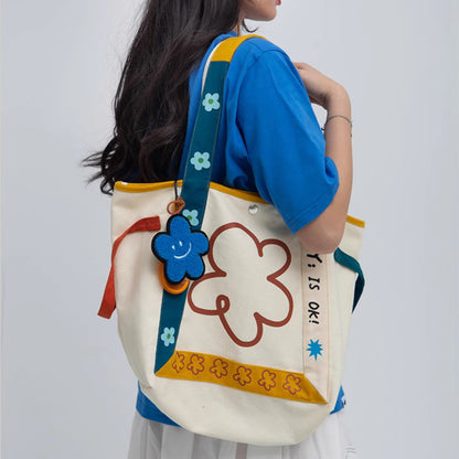 Sweet Floral Tote Bag | Large Capacity Women's Canvas Tote Bag