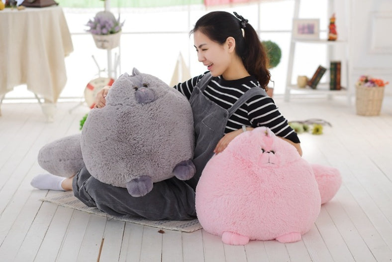 Large Fluffy Cat Plush Toy Set in White, Pink & Gray Variants