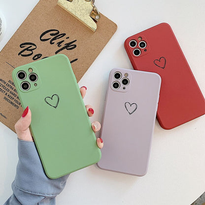 Minimal Heart Silicone Phone Case with Soft Matte Design