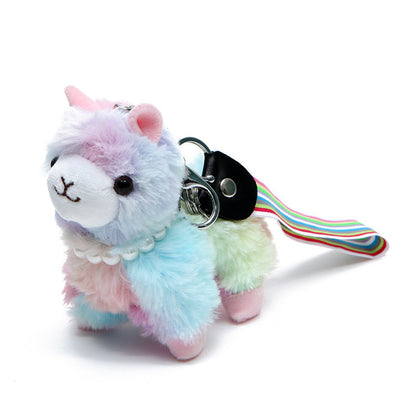 Cute Multi Colored Alpaca Keychain | Plush Keychain