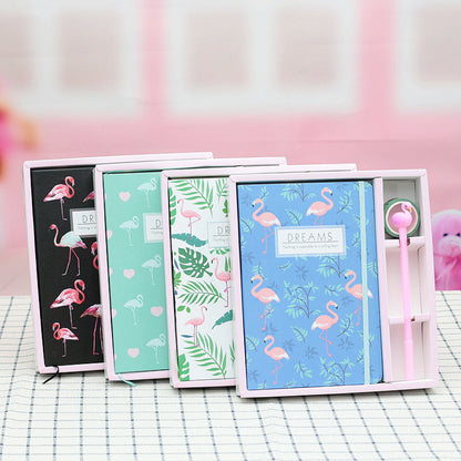 Cute Blue Flamingo Diary with Dreamy Pastel Design & Pen Set