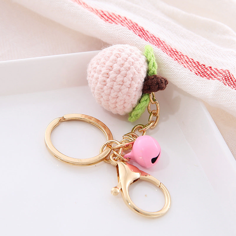 Fruit Shaped Wool Ball Crochet Keychain