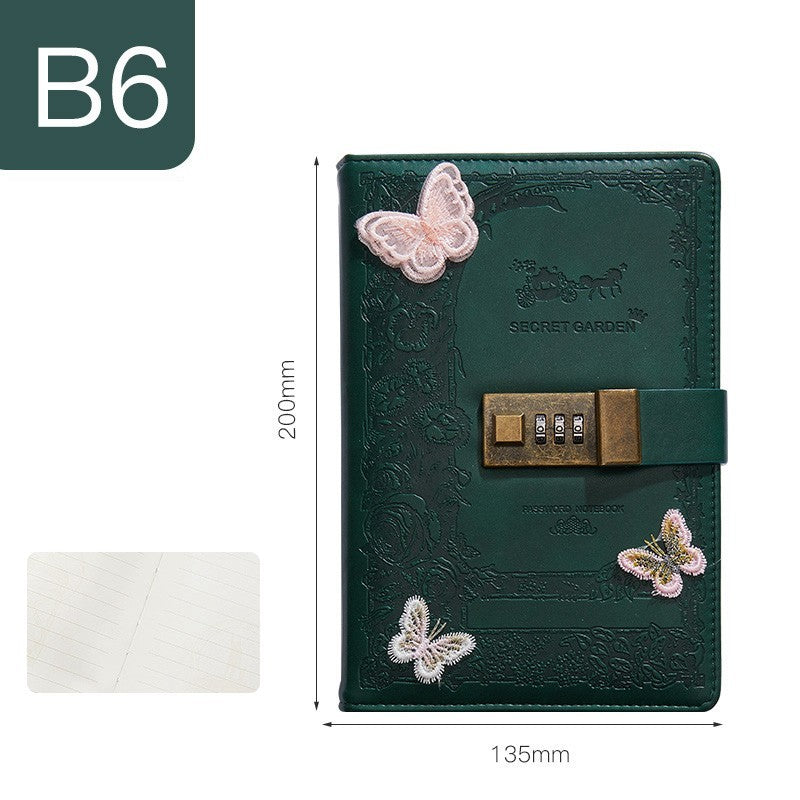 Elegant Butterfly Leather Journal with Lock