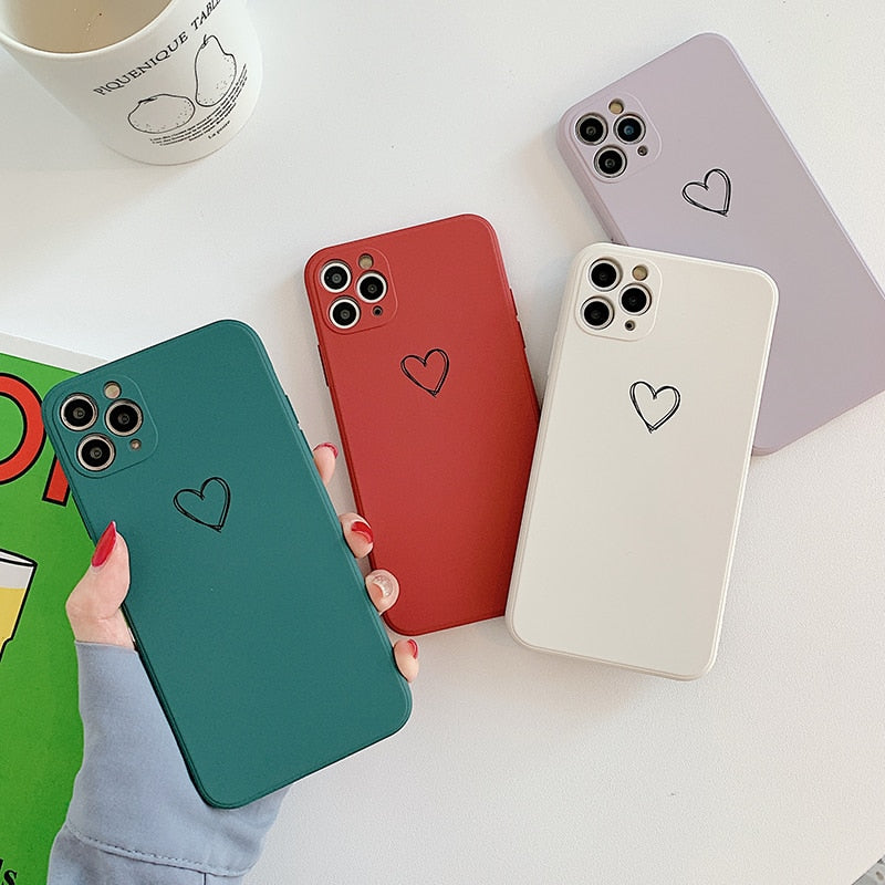 Minimal Heart Silicone Phone Case with Soft Matte Design