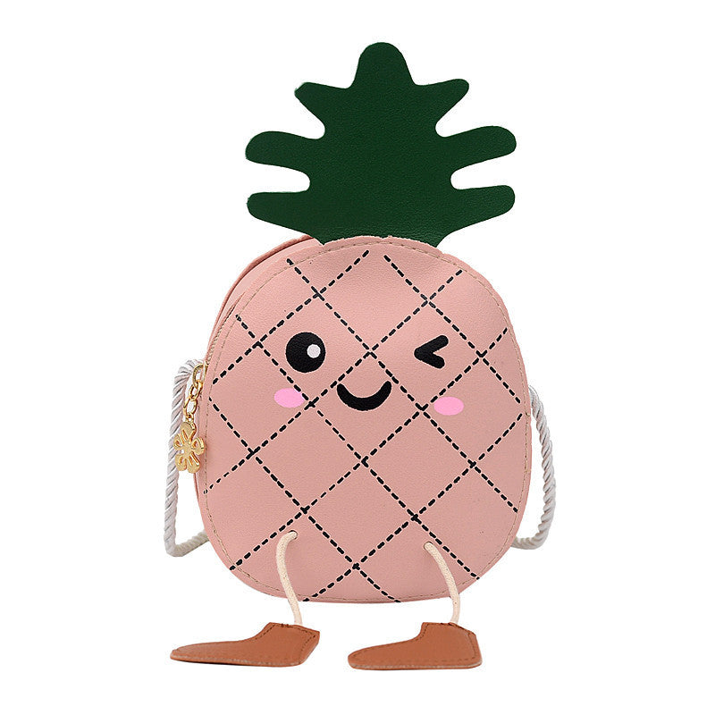 Cute Leather Kids Coin Purse with Zipper & Fun Pineapple Design