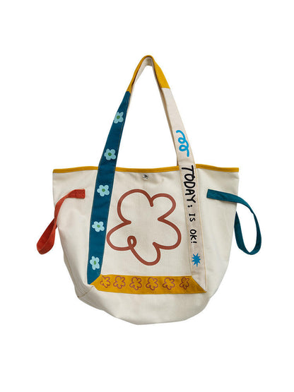 Sweet Floral Tote Bag | Large Capacity Women's Canvas Tote Bag