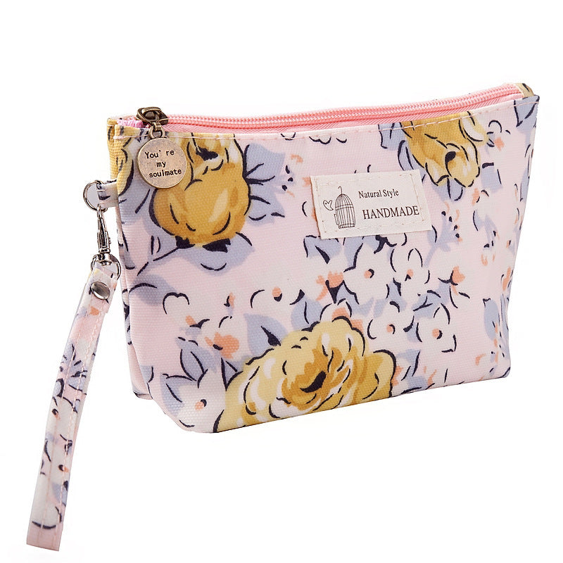 Small Floral Makeup Bag with Wrist Strap – Stylish Washbag