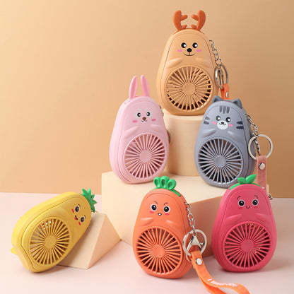 Cute Fruit & Animal Keychain with USB Charging Fan
