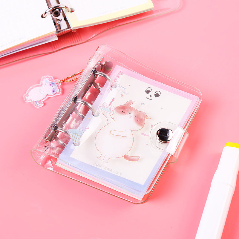 Transparent Spiral Mini Notebook with Cute Cartoon Designs