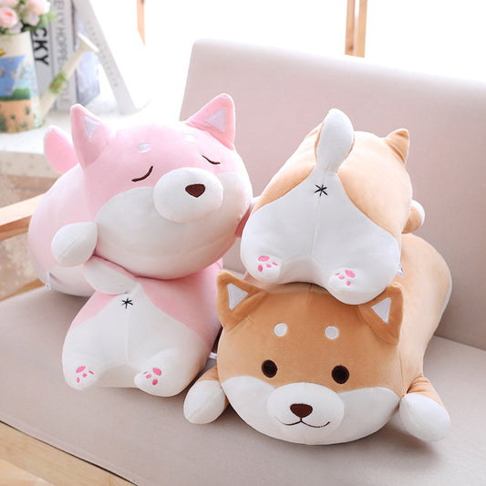 Cute and Huggable Shiba Inu Plush in Pink and Brown Color