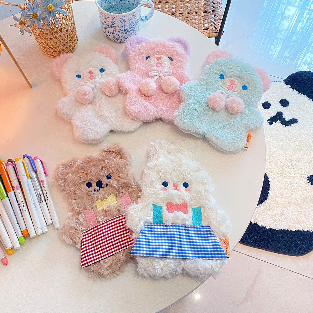 Soft Plush Bear Pencil Case for Girls in Cute, Fluffy, & Colorful Variants