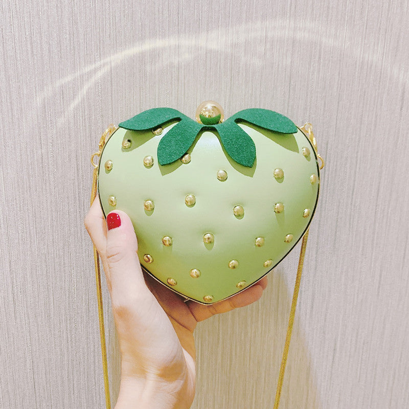 Colorful Strawberry-Shaped Leather Chain Shoulder Bags for Women