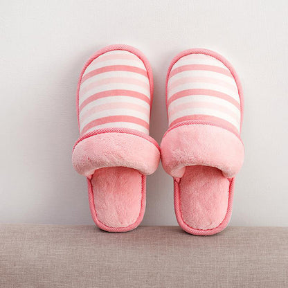 Striped Unisex Warm Closed-Toe Slippers – Cozy Indoor Footwear