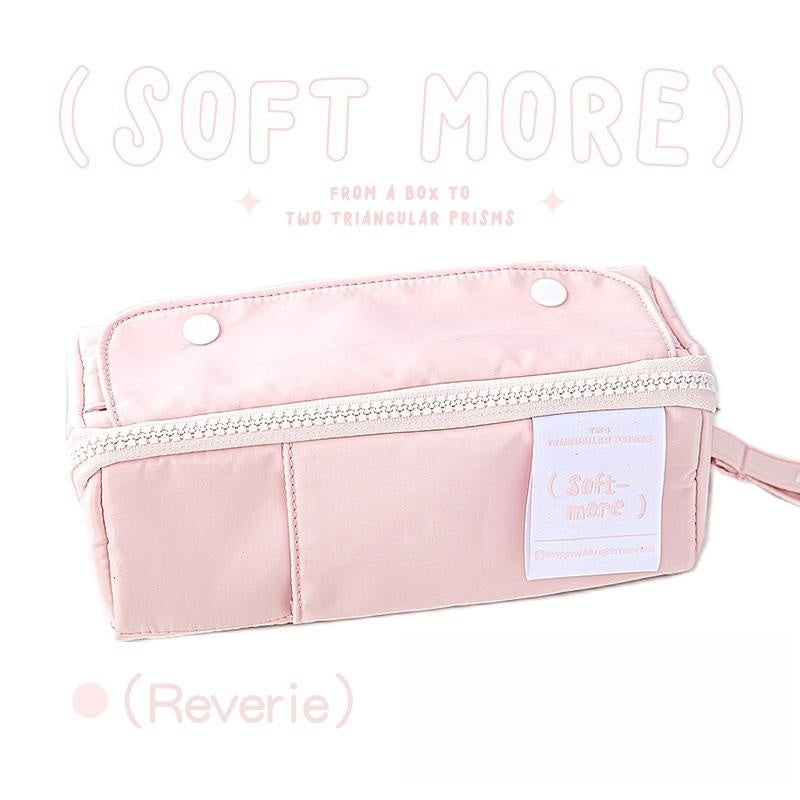 Soft Cloth Pencil Case with Bright Pastel Colors & Large Zipper Pouch