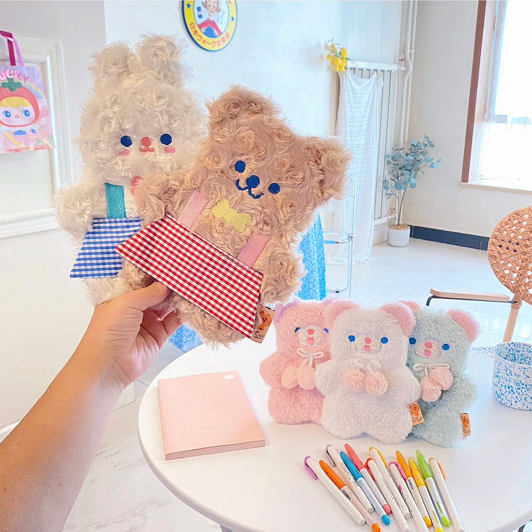 Soft Plush Bear Pencil Case for Girls in Cute, Fluffy, & Colorful Variants