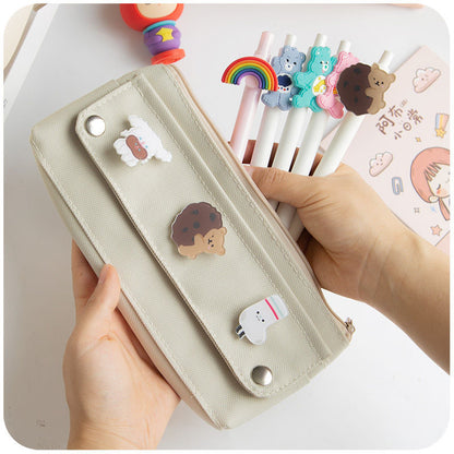 Colorful Cartoon Japanese Pencil Case with Cute Character Pins