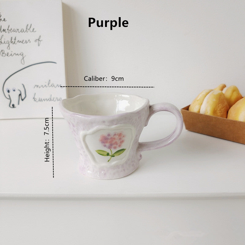 Handmade Ceramic Flower Mugs with Cute Floral Design