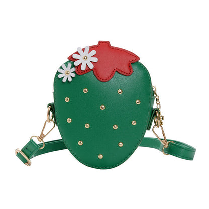 Strawberry Kids Coin Purse with Zipper and Cute Shoulder Strap