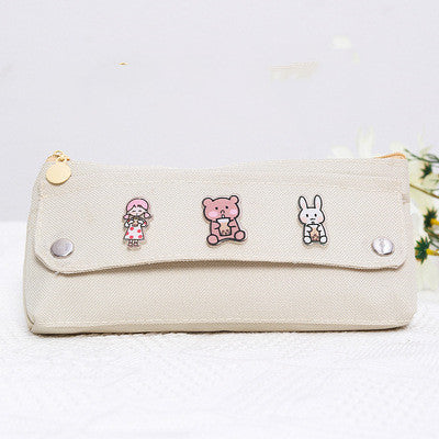 Colorful Cartoon Japanese Pencil Case with Cute Character Pins