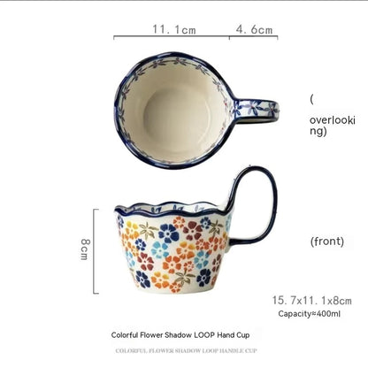 Hand-Painted Floral Ceramic Tea Cups – Colorful and Artistic Design