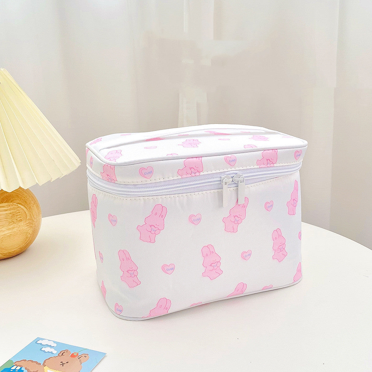 Cute Patterned Large Travel Makeup Bags - Pink Cartoon Variants