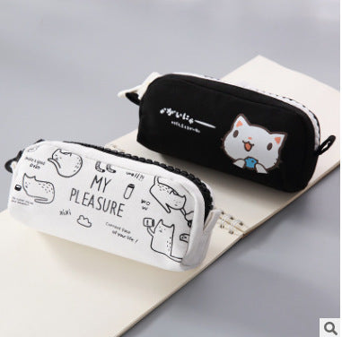 Colorful Zipper Pencil Pouch with Cute Cat, Dog, & Rabbit Designs