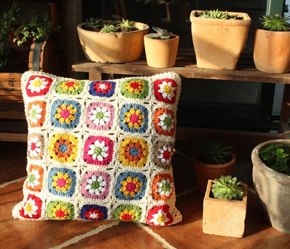 Handmade Floral Decorative Pillow | Square Shaped Throw Pillow