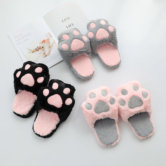 Cozy Plush Cat Paw Slippers – Cute & Warm Slippers for Women