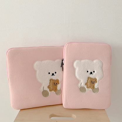 Pink Bear-Themed 11/13 Inch Cute Laptop Sleeve with Zipper