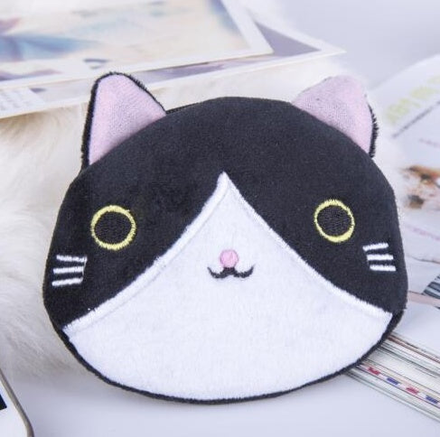 Cute Plush Cat Coin Purse Keychain in Small Zipper Pocket Pouch Design