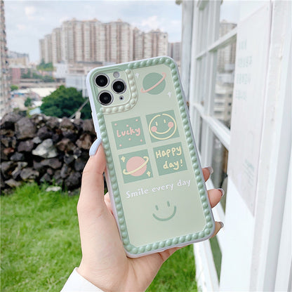 Green Smiley Face Cute Phone Case with Soft Matte Finish with 3D Borders