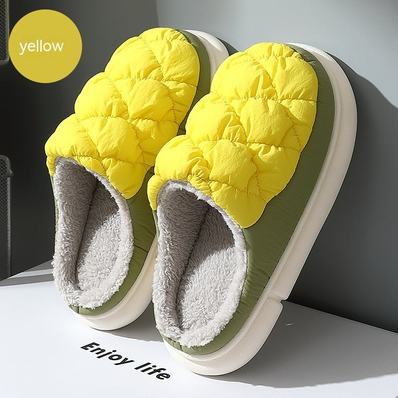 Stylish Warm, Non-Slip, Closed Toe Quilted Plush Home Slippers for Men