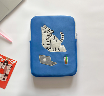 Blue Tiger Embroidered Laptop Sleeve – Cute 11 & 13 Inch Case