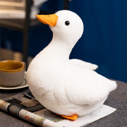 Soft White Duck Plush Toy with Orange Beak and Webbed Feet