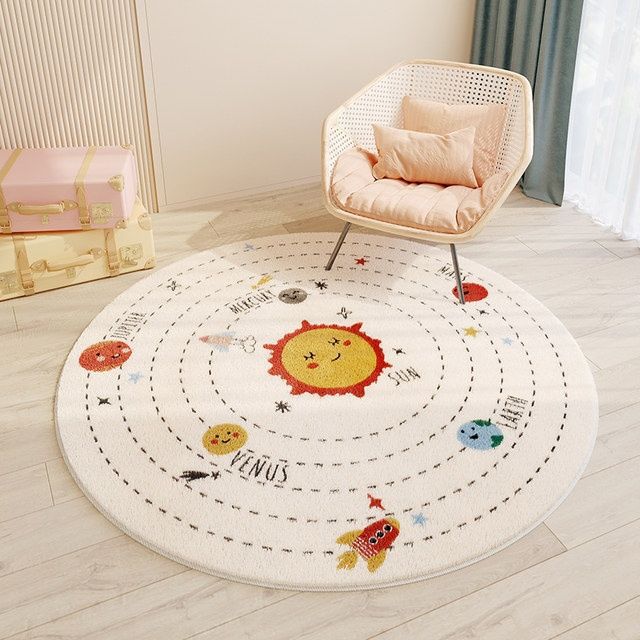 Cute Round Rugs With Animal Print for Kids Room (Rabbit, Bear, Lion & Cat Design)