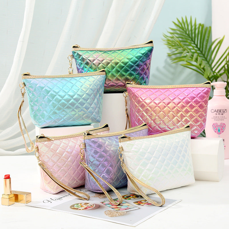 Holographic Glitter Zipper Cosmetic Bag for Women - 5 Colors