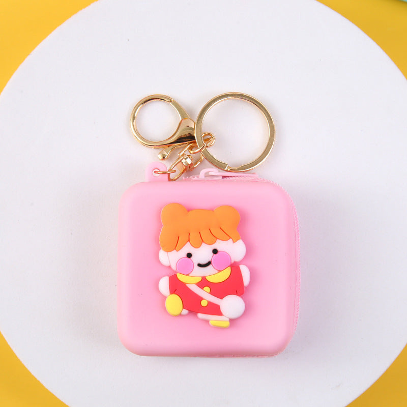 Cute Silicone Square Coin Purse & Earphone Case with Zipper