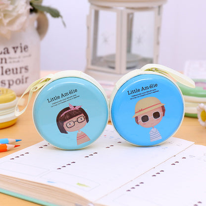 Cute Round Earphone Case & Mini Coin Purse with Cartoon Prints