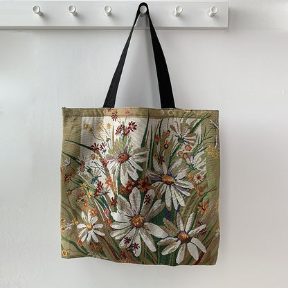 European Style Printed Tote Bag | Large Capacity Linen & Cotton Tote Bag