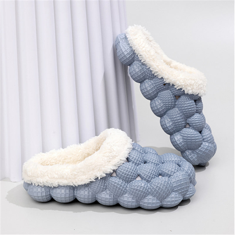 Warm Bubble Slides for Women – Non-Slip Thick Sole Indoor Slippers