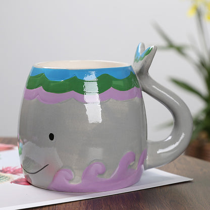 Creative Ceramic Animal Mugs: Fox, Whale, and Swan Patterned