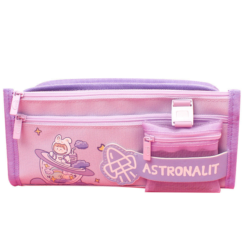 Large Capacity Cute Canvas Zipper Pencil Case for Girls