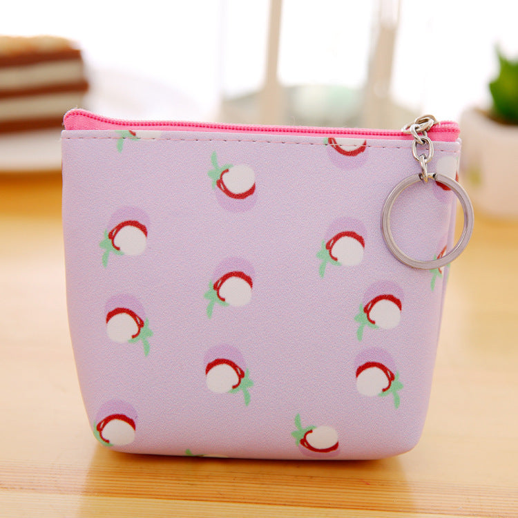 Small Leather Floral Cute Coin Purse –  Zipper Pouches in Pastels