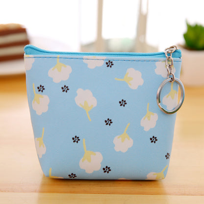 Small Leather Floral Cute Coin Purse –  Zipper Pouches in Pastels