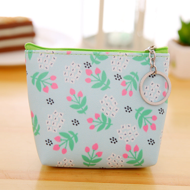 Small Leather Floral Cute Coin Purse –  Zipper Pouches in Pastels