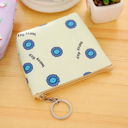 Small Leather Floral Cute Coin Purse –  Zipper Pouches in Pastels