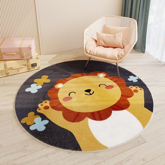 Cute Round Rugs With Animal Print for Kids Room (Rabbit, Bear, Lion & Cat Design)