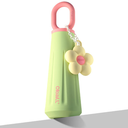 Stainless Steel Flower Water Bottle with Colorful Flower Charm